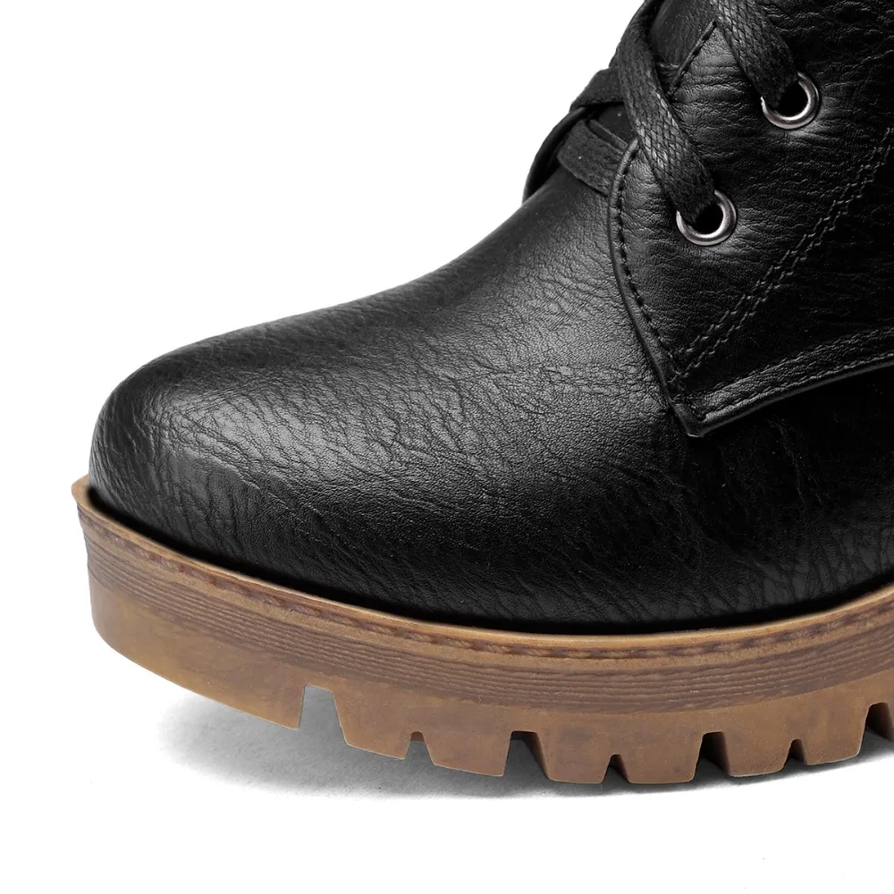 Kickway/Большие размеры 34-43; зимние сапоги; женская обувь из искусственной кожи; зимние сапоги до середины икры; женские сапоги; теплая плюшевая зимняя обувь