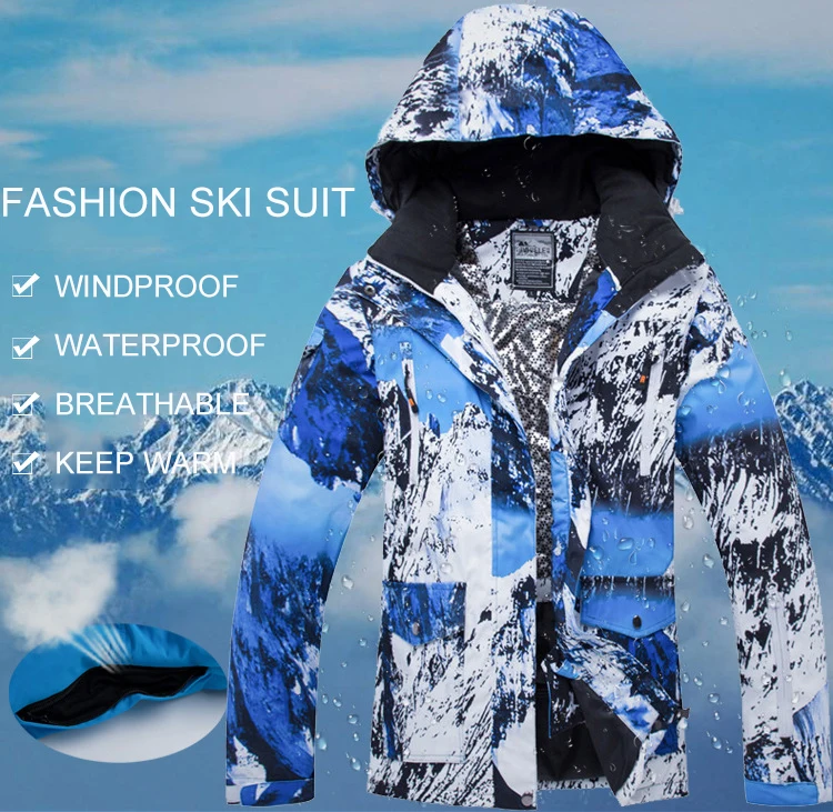 Новинка, зимний лыжный костюм, мужской комплект, ветронепроницаемый, водонепроницаемый, теплый, для катания на лыжах, сноубординга, костюм, мужской, для улицы, хит, лыжная куртка+ штаны
