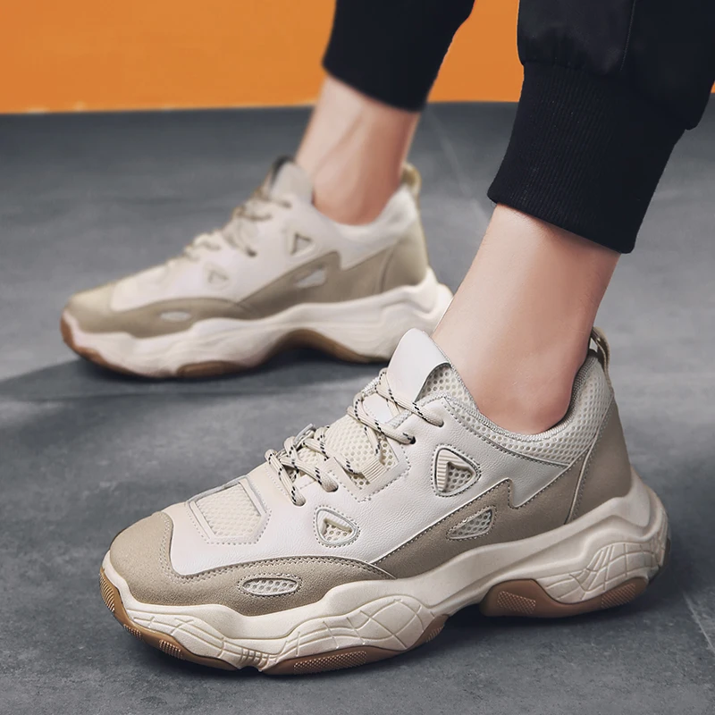 Мужская повседневная обувь из дышащей сетки черная белая бежевая 2019 | Обувь