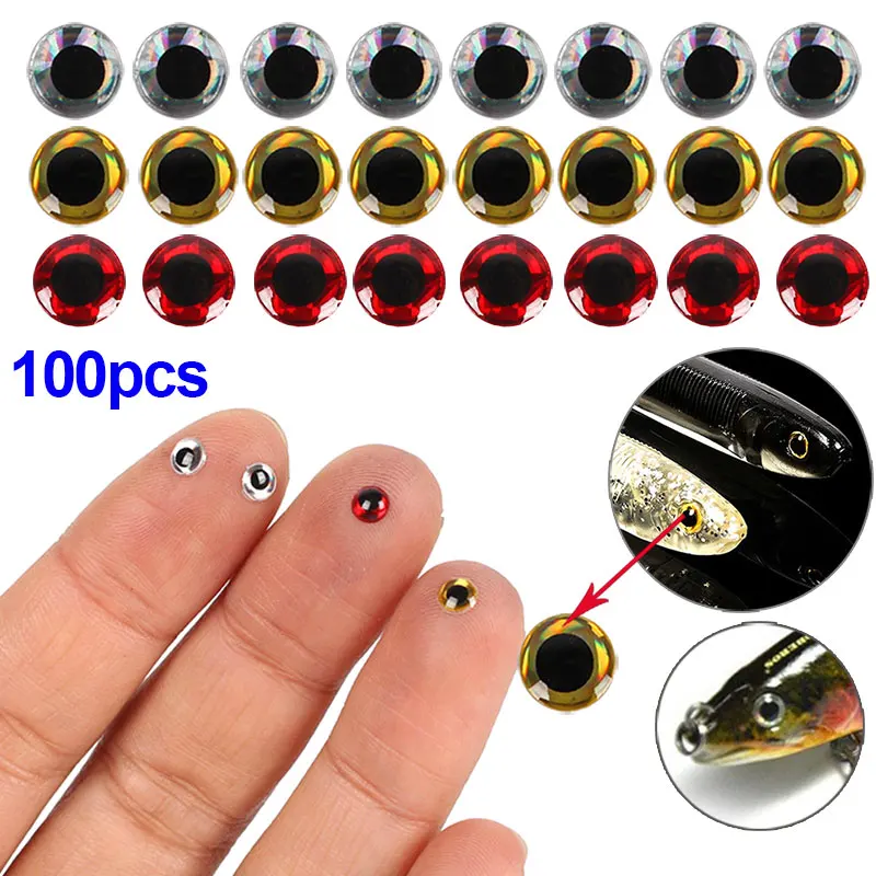 

100pcs 6mm 3D Holographic Fishing Lure Fish Eyes Fly Tying Jigs Crafts WHShopping