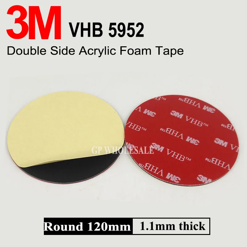 200piece 3M VHB 5952 Heavy Duty Double Sided Adhesive Acrylic Foam Tape Black 120mmx1.1mm Round