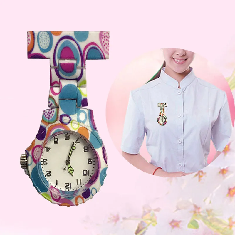 

Newly Colorful Silicone Round Dial Quartz Pocket Nurse Watch Quartz Brooch Doctor Nurse Hanging Watches m99