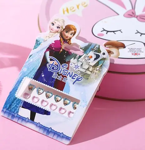Игрушки для макияжа Эльза и Анна из мультфильма «Холодное сердце» для девочек, наклейки для ногтей, Дисней, Белоснежка, Принцесса София, Микки, Минни, детские серьги, наклейки, игрушки - Цвет: Frozen Random
