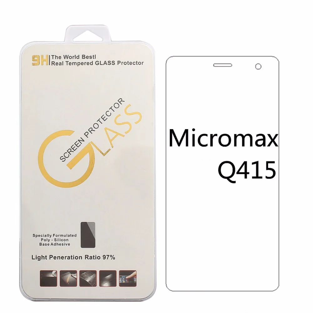 4,5 дюйма для Micromax Canvas Pace 4G Q415 закаленное Стекло пленка Экран протектор класса люкс с уровнем твердости 9 H 0,26 мм Тонкий спереди Q415 Стекло протектор