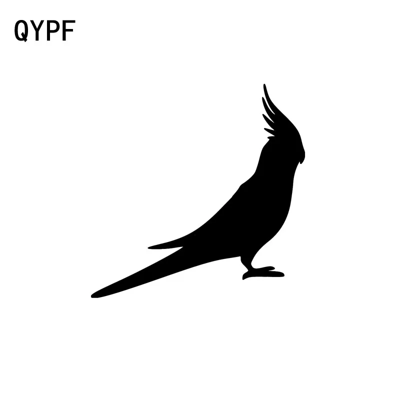 Виниловая наклейка QYPF на автомобиль 17 см * мультяшный Cockatoo Parrot Bird COCKATIEL черные