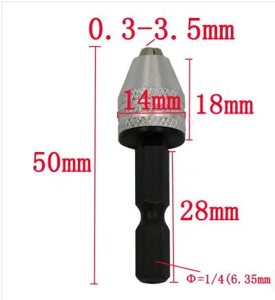 

Бесплатная доставка 1 шт 1/4 "хвостовик патрон с захватом диапазон от 0,3-3,5 мм Три кулачковый патрон для электроинструментов с использованием