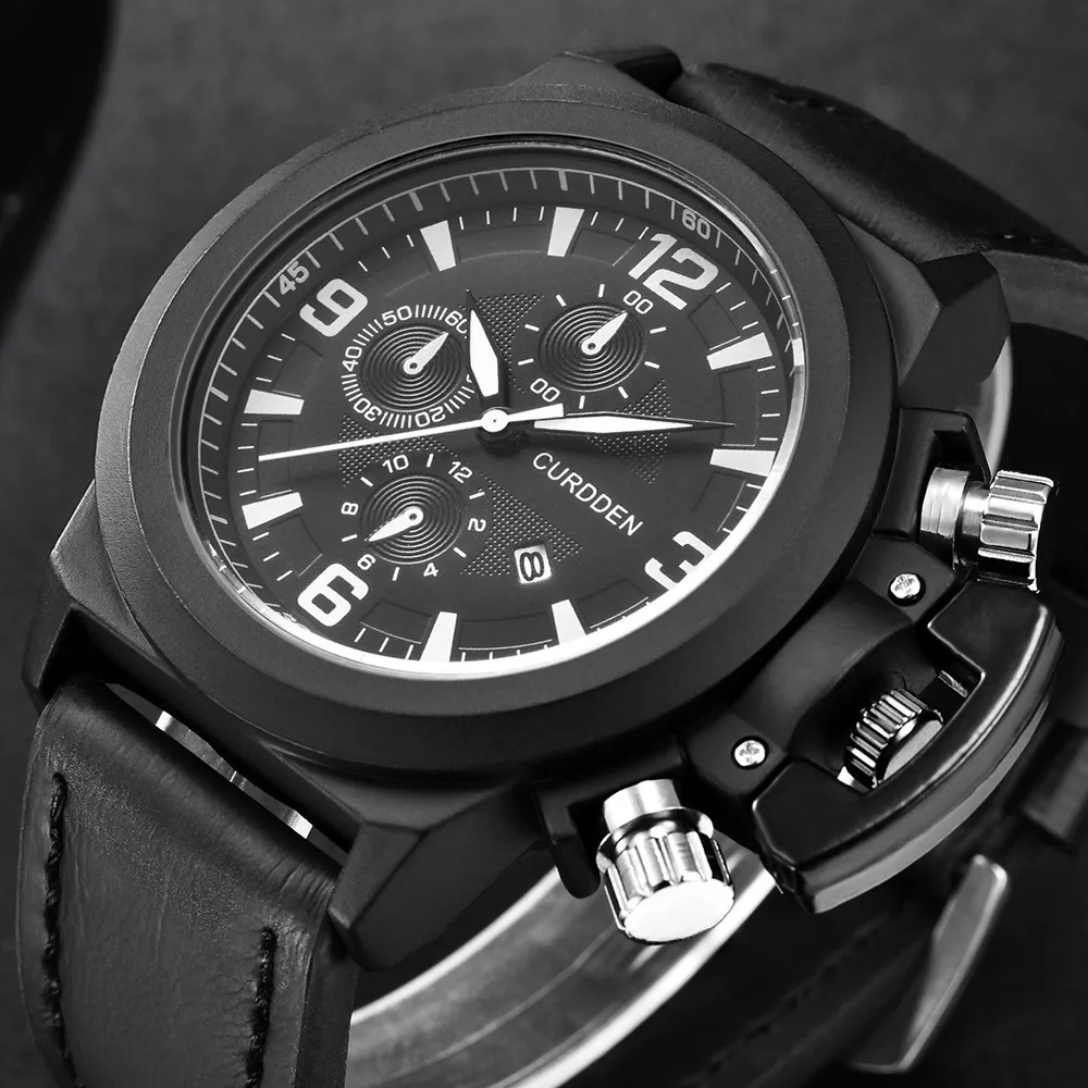 Мужские кварцевые часы DISU роскошные брендовые водонепроницаемые наручные с