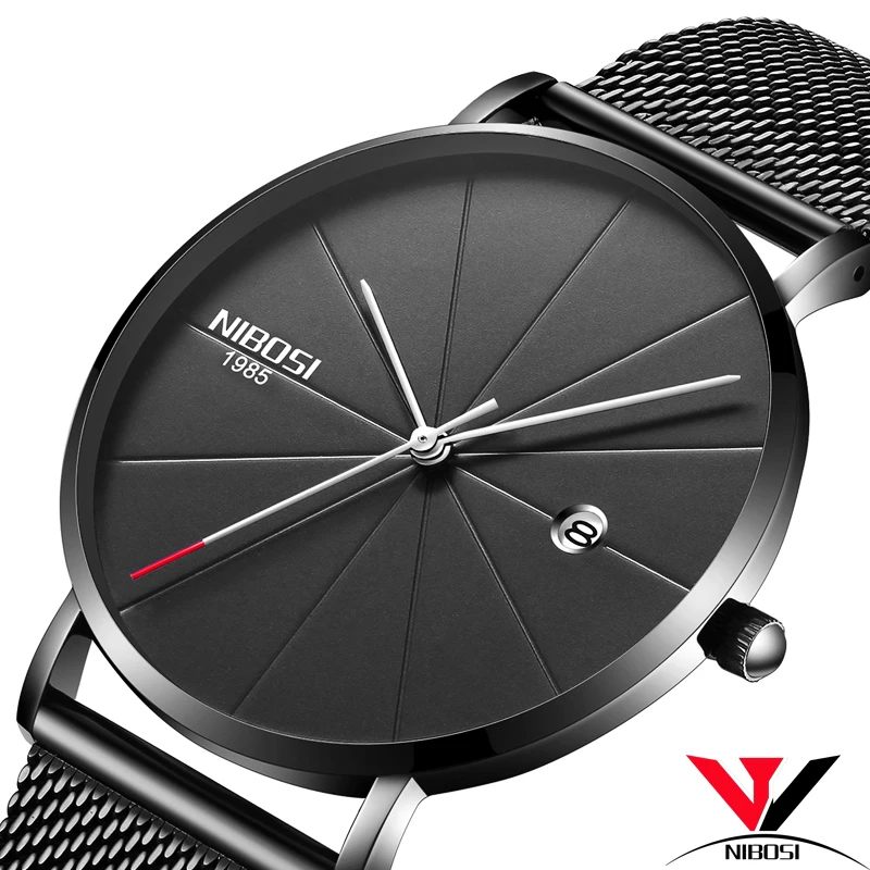 Часы NIBOSI Мужские Аналоговые брендовые Роскошные водонепроницаемые простые