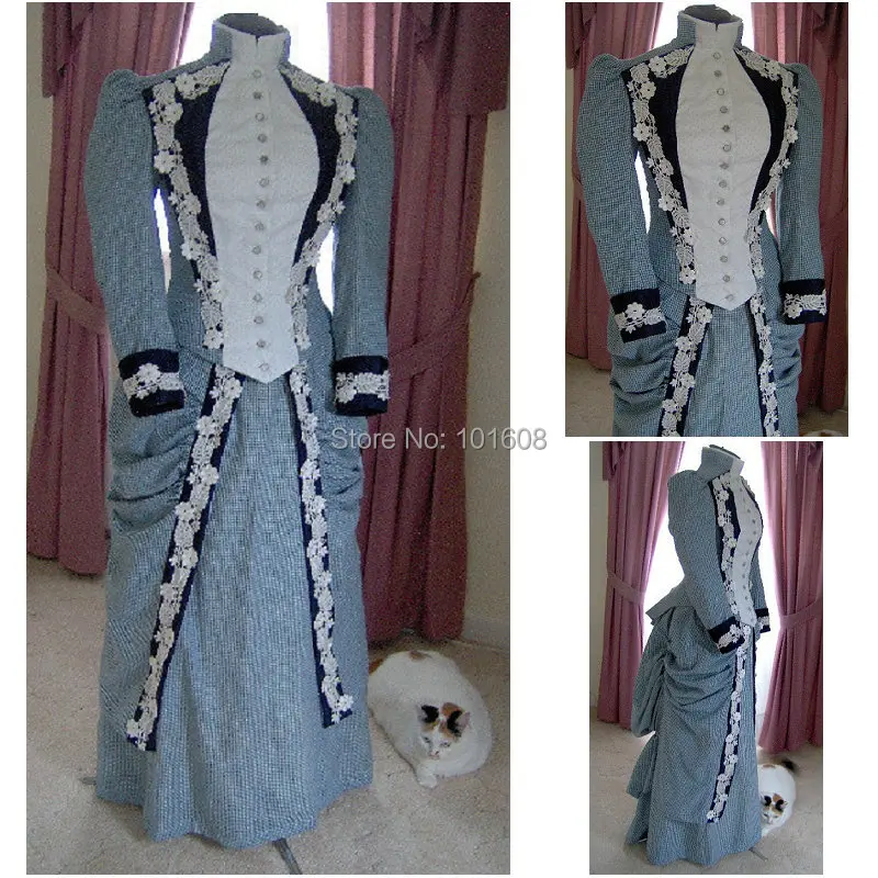 

1860S Victorian Corset Gothic/Civil War Southern Belle Ball Gown Dress Halloween dresses CUSTOM MADE R-158
