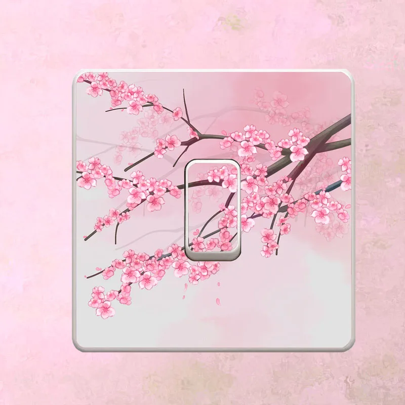 YOJA Classic Style Pink Gorgeous Elegant Flower Decorative PVC Switch Sticker Wall Decal 15SS0113 | Дом и сад