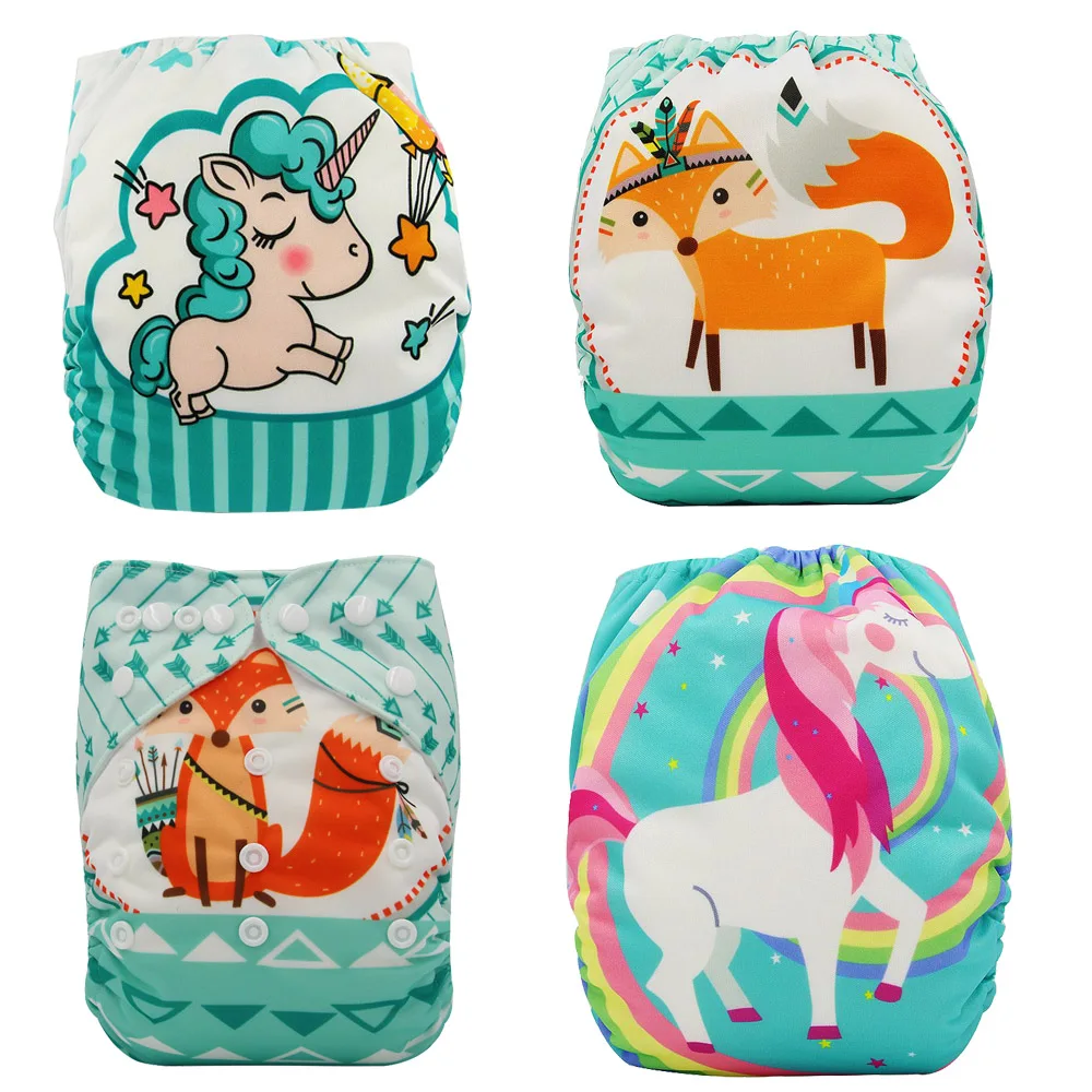 Единорог ткань Подгузники Training Детские трусики многоразовые подгузники Размеры