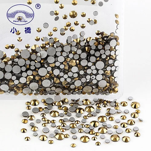 Mineral gold Ss6-Ss16 3D круглые смешанные Стразы для одежды для украшения ногтей 1440 Pz Кристаллы с плоской задней частью аппликация каменные Стразы X016 - Цвет: Mineral gold