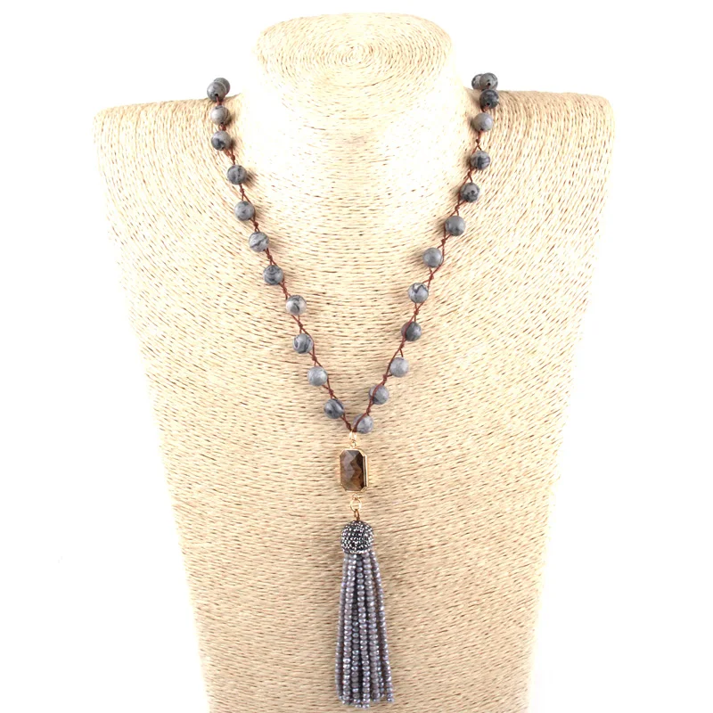 MOODPC модный синий амазонит камень плетение богемные ювелирные изделия коричневый