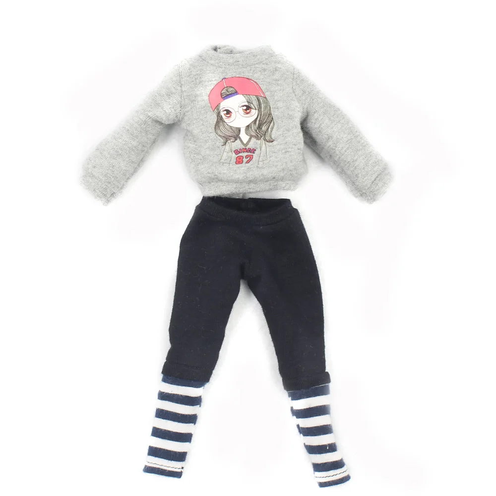 Наряды для куклы Blyth серый свитер и узкие брюки с шапочкой костюм 1/6 BJD azone icy dbs|blythe