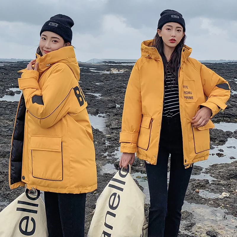 DIMi New Korean Hat Loose Coat Female Warm Winter Jacket Women S Short Style Winter
