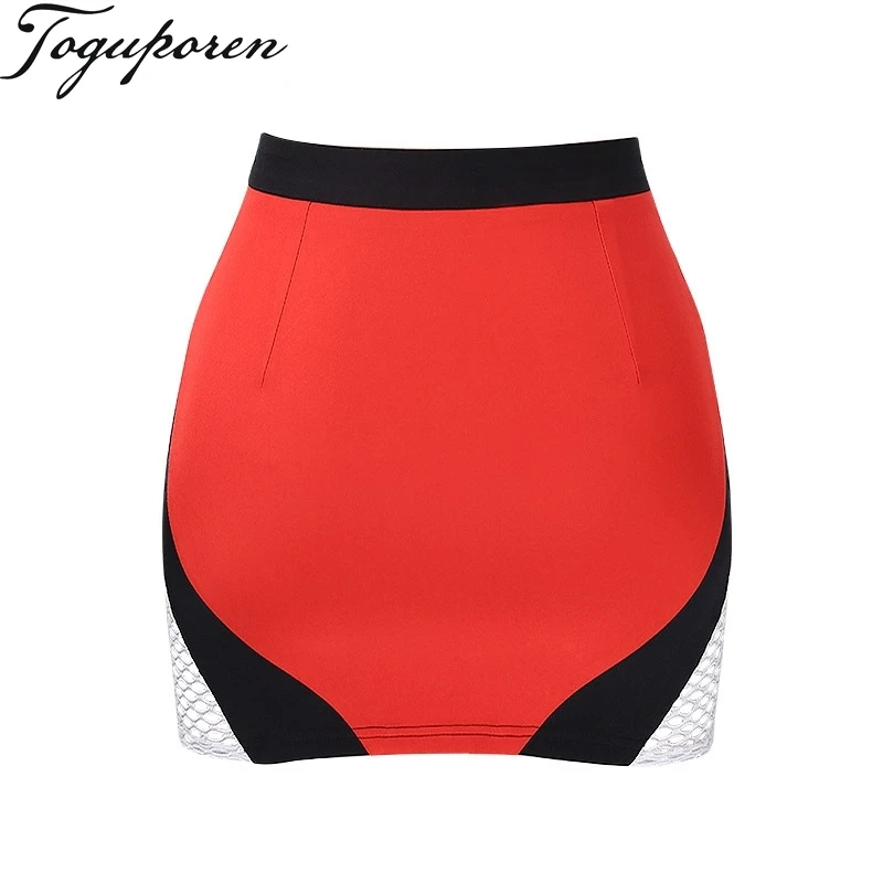 Women Sexy Zipper Patchwork Skirt High Waist A Line Package Hip Lady 2018 Summer Mini Skirts | Женская одежда