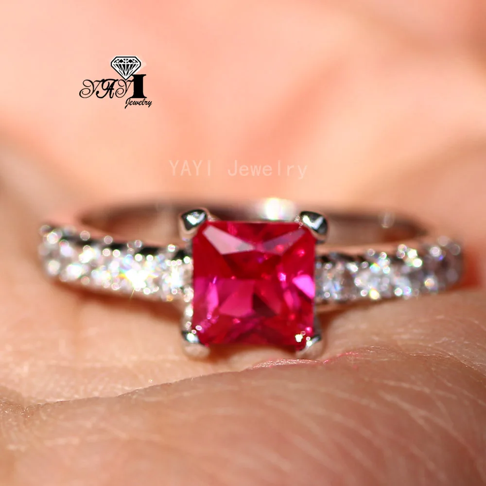 Ювелирные изделия yayi Мода Принцесса огранка 2.8CT красный циркон серебряный цвет обручальные кольца Свадебные Кольца вечерние кольца