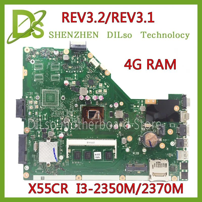 

KEFU для ASUS X55CR X55VD материнская плата 4G RAM i3-2350m/2370m rev3.1/rev3.2 тест интегрированная оригинальная материнская плата