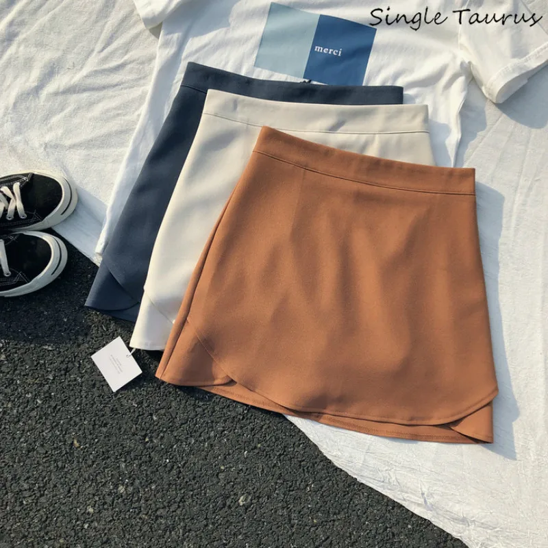 2019 Летняя мини шифоновая юбка женская однотонная простая тонкая Русалочий хвост