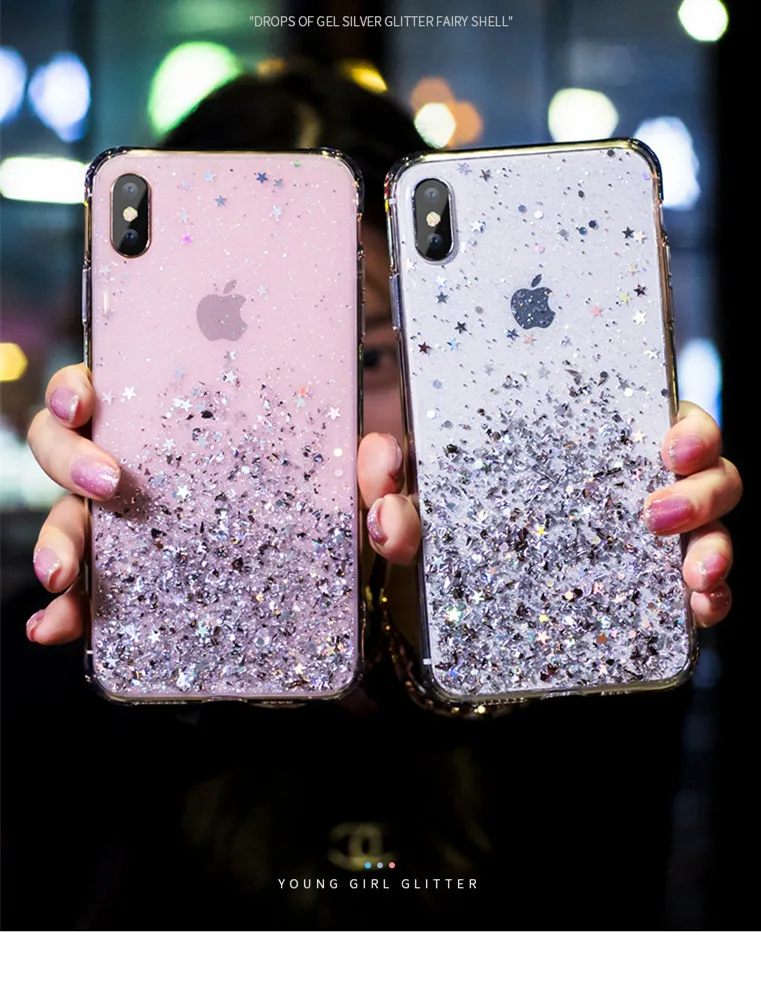 Модный Блестящий чехол для iPhone X, XR, XS, Max, силиконовый чехол с блестящими стразами для iPhone 7, 8, 6, 6S Plus, 11 Pro, Max, чехол для телефона s