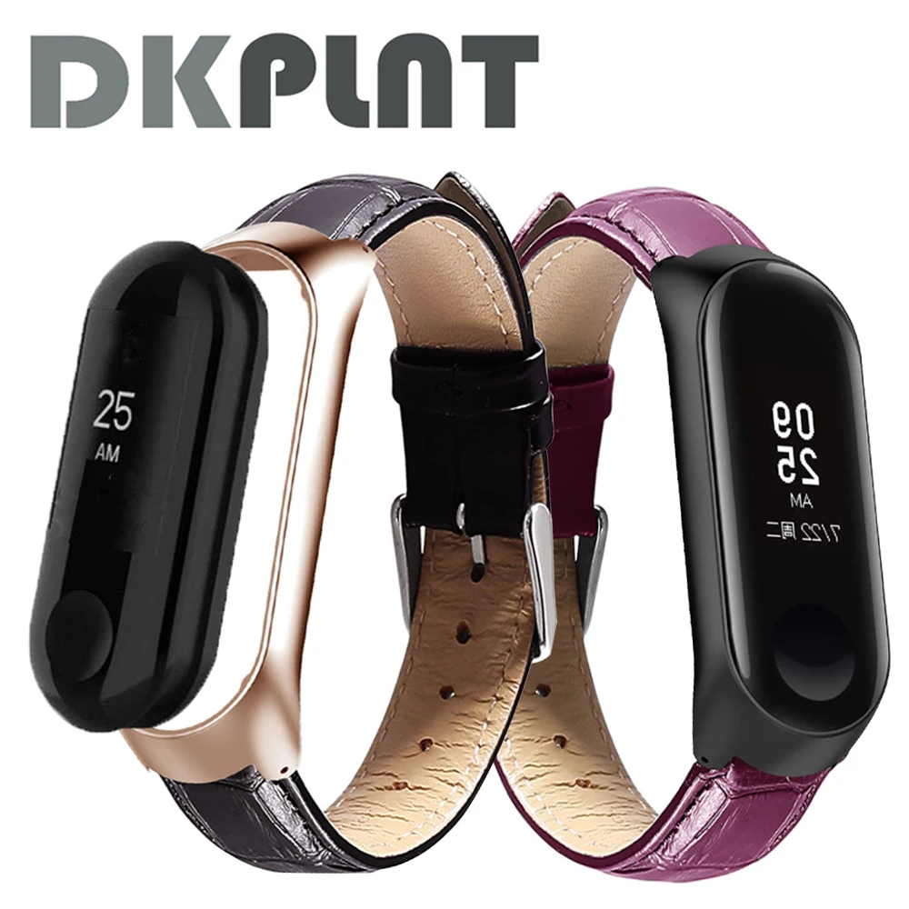 DKPLNT кожаный ремешок My Band 4 ремешок My Band 4/3 металлический ремешок для Xiaomi mi Band 4/3 Ремешок Браслет mi band 4/3 браслет