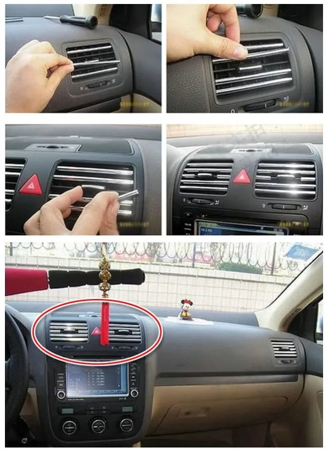 1 м U стиль DIY Автомобильный интерьер Кондиционер Выход вентиляционная решетка хромированная Декоративная полоса Серебристая Автомобильная Стайлинг