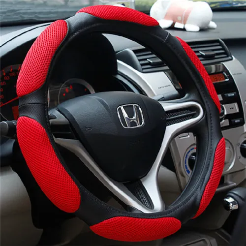 red Универсальный чехол рулевого колеса автомобиля с clothcar sport 3D дизайн/Флокирование Для honda civic crv Accord Civic CRV Odyssey - Название цвета: red