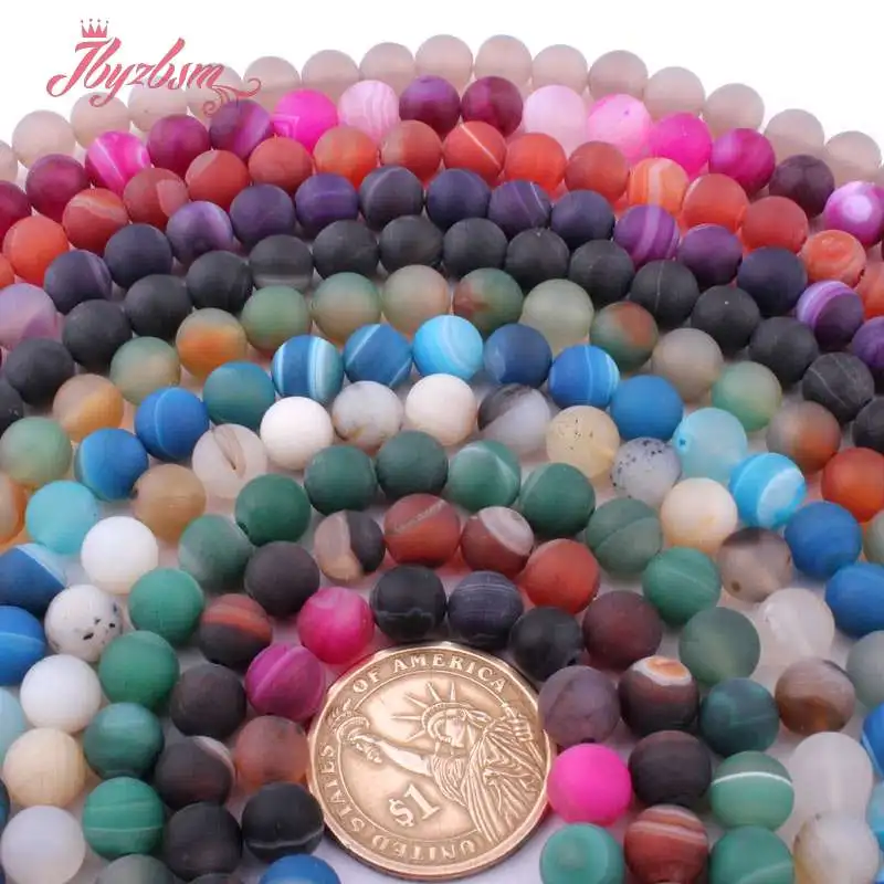 8mm Frost Matte Round Beads Stripe Agates Natural Stone For DIY Necklace Bracelets Jewelry Making Strand 15&quot Free Shipping | Украшения
