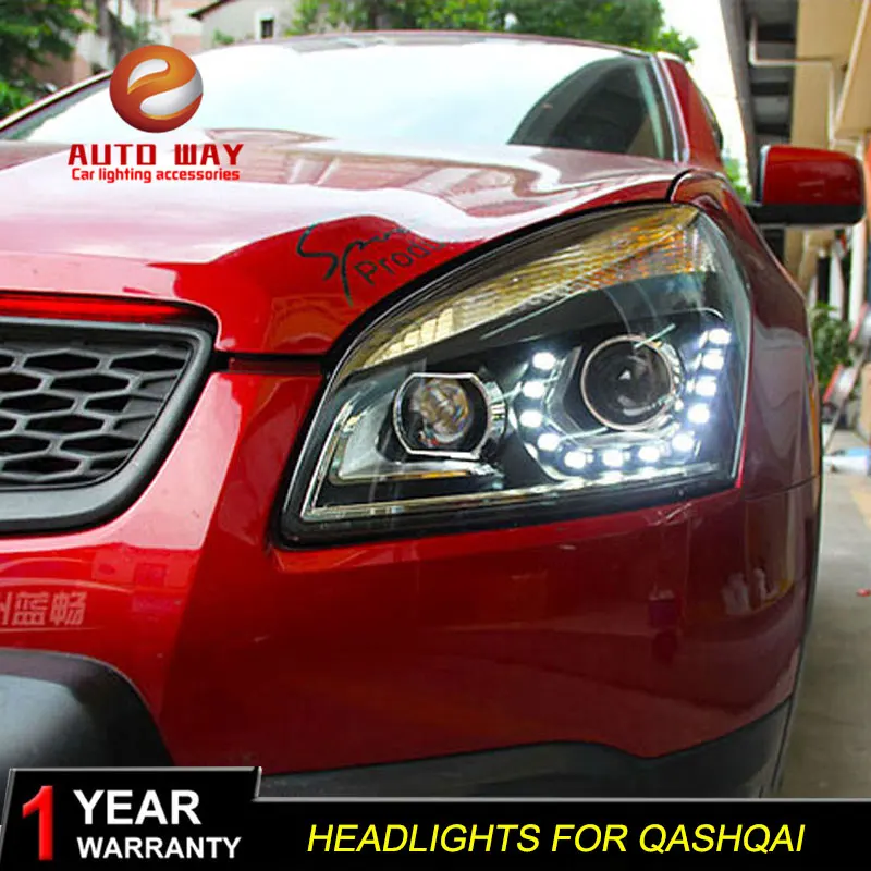 Автомобильный Стильный чехол на голову для Nissan Qashqai фары 2008- светодиодный Qashqai фары DRL линзы двойной луч Биксенон HID