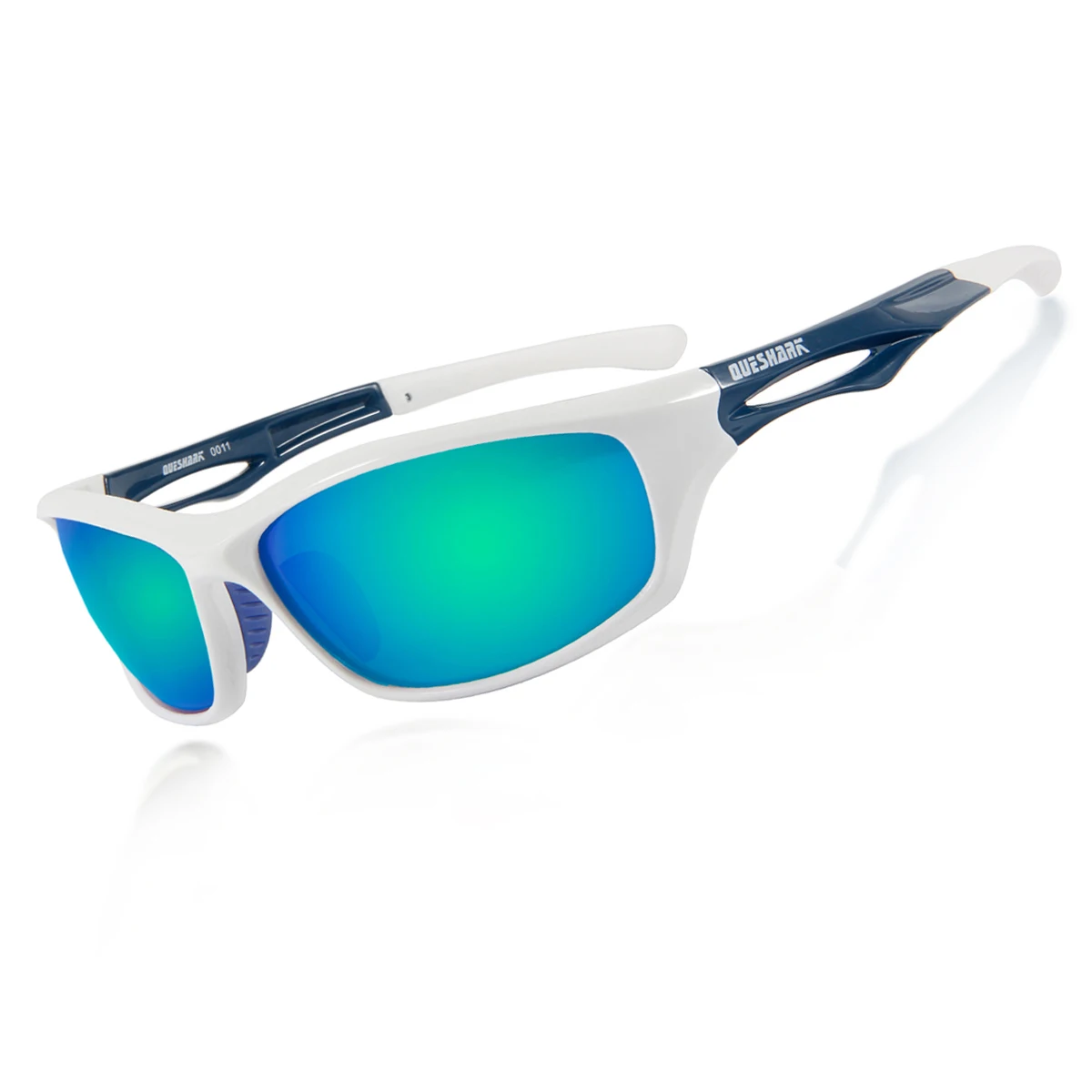 White Blue QUESHARK небьющиеся TR90 Untralight рамки HD поляризованные солнцезащитные очки для рыбалки очки для мужчин и женщин Пешие прогулки бег гольф - Цвет: White Blue