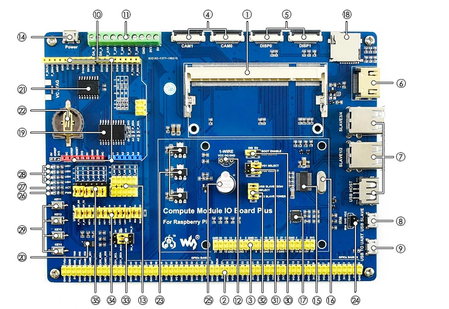 Raspberry Pi Compute Module 3+/32GB Development Kit type B, CM3+ IO Board, HDMI lcd, DS18B20, ИК-пульт дистанционного управления