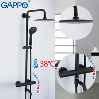 GAPPO shower system black bathroom shower set bath shower mixers waterfall thermostatic mixer tap wall mounted bathtub faucet
