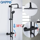 Душевая система GAPPO для ванной комнаты, черный набор, смесители для душа и ванны, термостатический кран Водопад, настенный кран