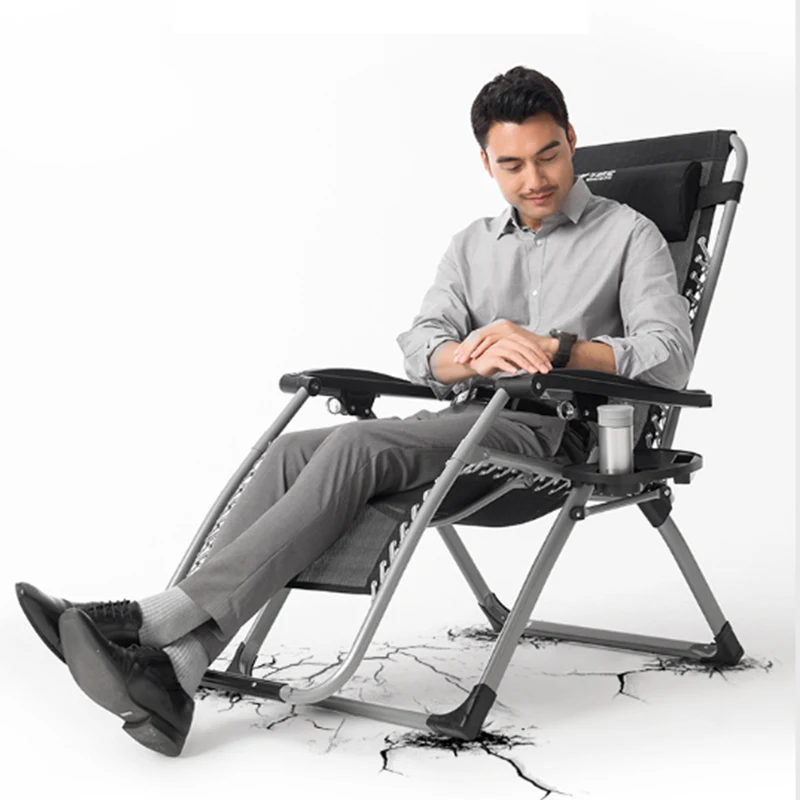

Comfortable Relax Home office Fishing Chair Metal Modern Beach Chairs Folding bed simple siesta couch chair office Bearing150kg