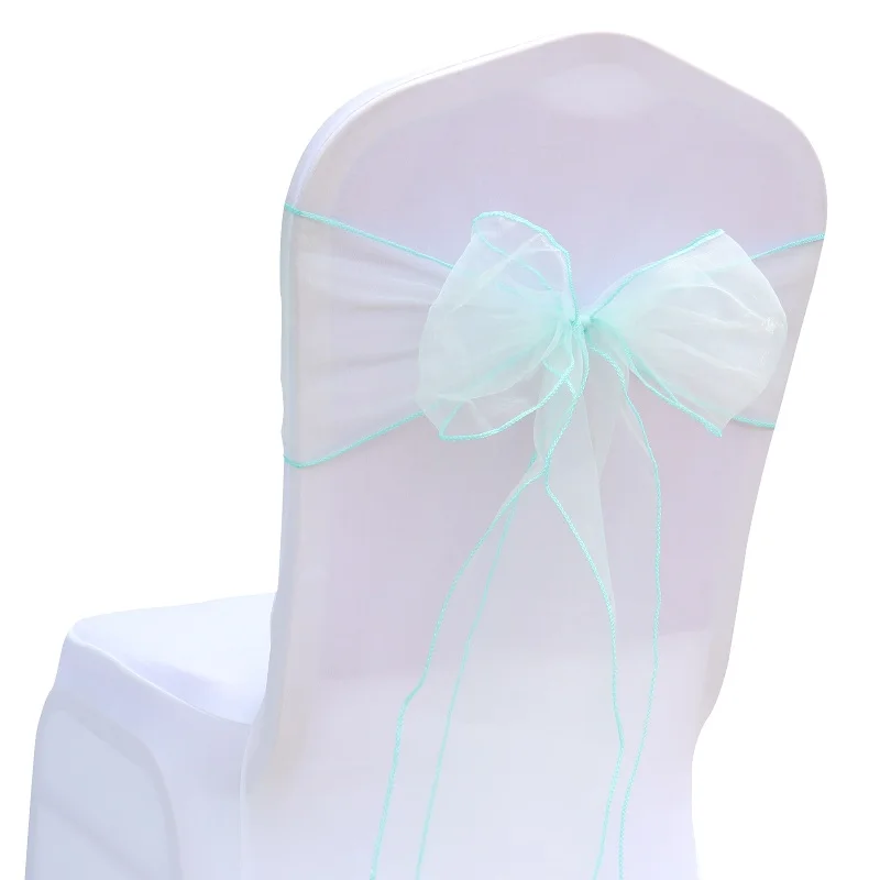tiffany Чехлы с бантом для стула из органзы, тюлевые пояса для свадьбы, памятные события и вечерние банкетные рождественские украшения, наружные Свадебные лужайки - Цвет: tiffany