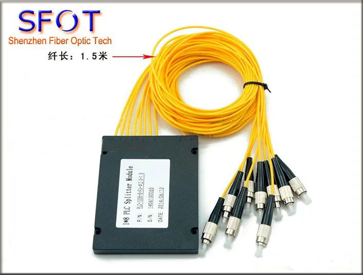 6 шт./лот FTTH 1*8 Волоконно-Оптический Сплиттер PLC ABS-упаковка с разъемом FC/UPC SM кабель