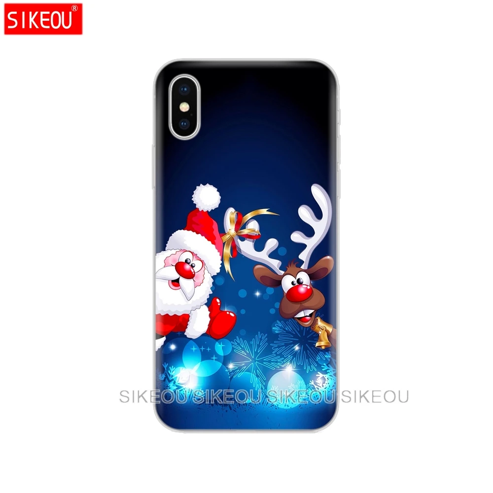 Силиконовый чехол для iphone X 11 pro MAX xs max задняя крышка SE 2020 подарок с рождественским