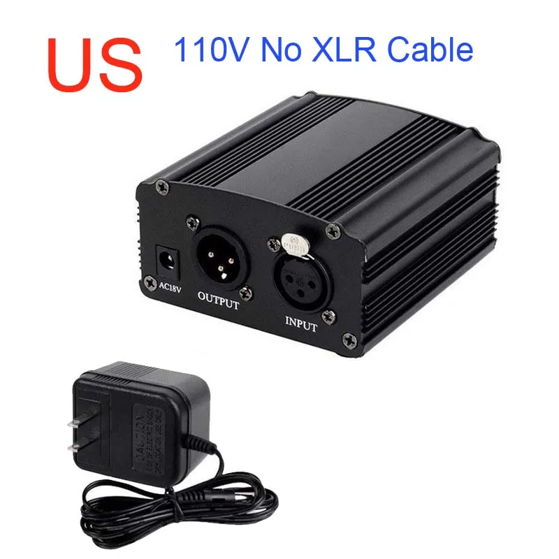 Красный OGV 48 В фантомный источник питания с одним XLR аудио кабелем и AC110V 220 в ЕС адаптер для конденсаторного микрофона Запись голоса - Цвет: Красный