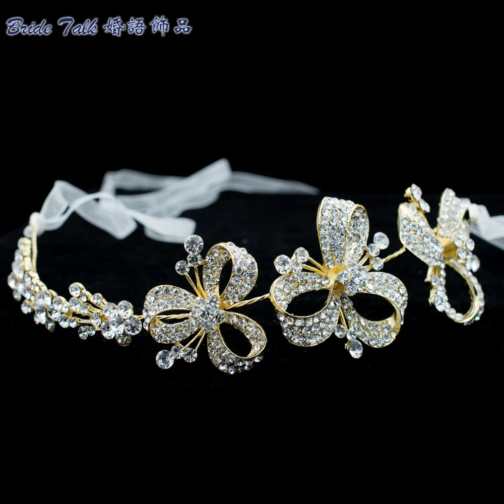 Бант цветок повязка на голову цепь лента аксессуары для ювелирных изделий