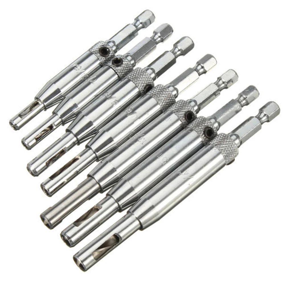 7pcs HSS самостоятельно центрирующая дрель биты шарнирное сверло бит двери шкафа 5/64 7/64 9/64 11/64 13/64 1/4 5 мм для столярных работ мебель производитель