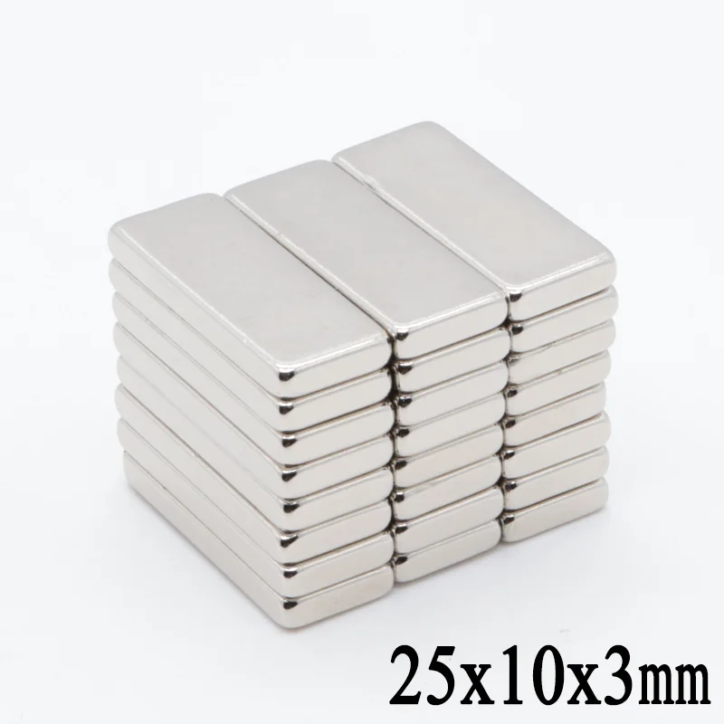 20 штук 25x10x3 мм сильный N52 неодимовые магниты блок; из редкоземельных металлов DIY мощный постоянный магнит