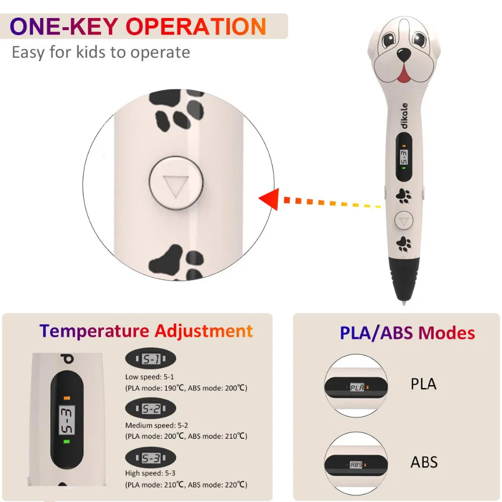 3d-ручка dikale для рисования ЖК-дисплей ручка 3d-печати сделай сам с 3 м цвета