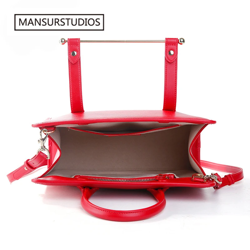 Женский модный портфель Mansurstudios из натуральной кожи известная сумка через плечо