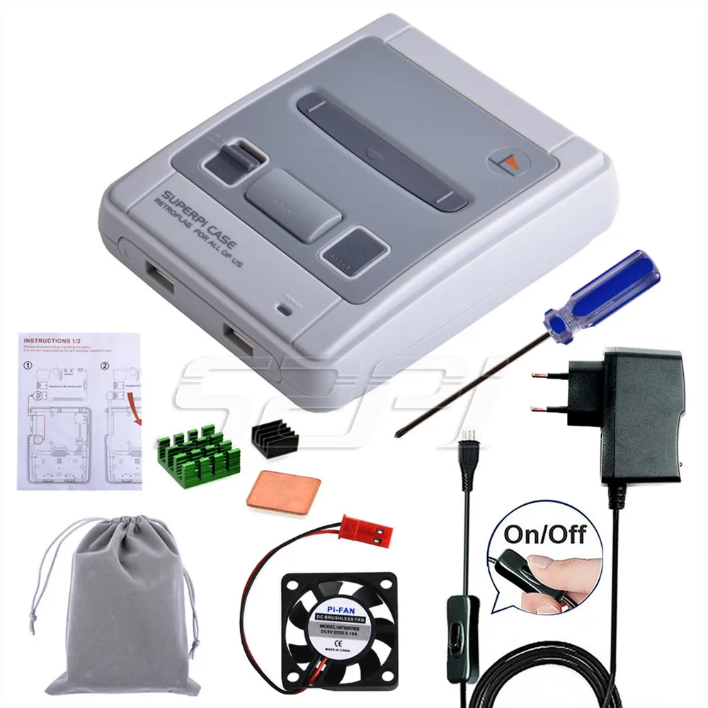 CASE Power Kit 52Pi Retroflag чехол SUPERPi-J NESPi чехол комплект с дополнительным игровым контроллером для Raspberry Pi 3 B Plus/3/2B - Цвет: CASE Power Kit