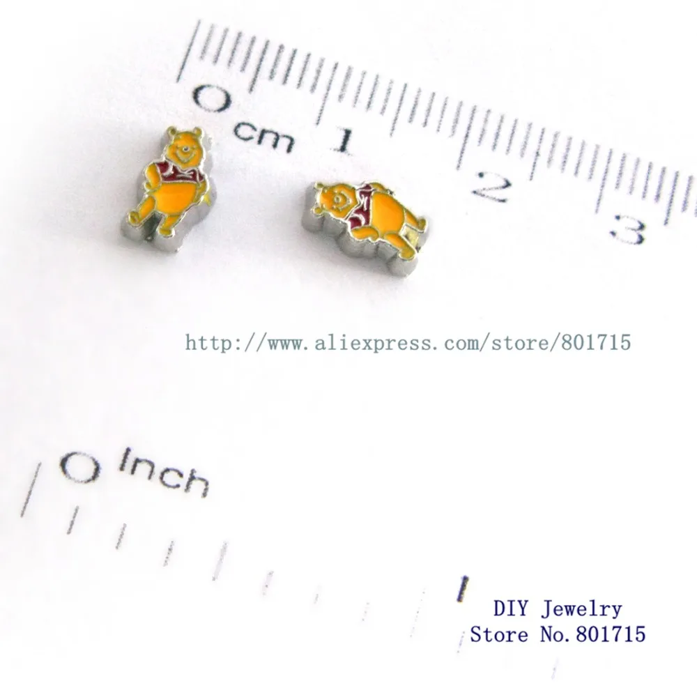 Плавающий медальон с мультяшным изображением медведя стеклянный Шарм для жизни