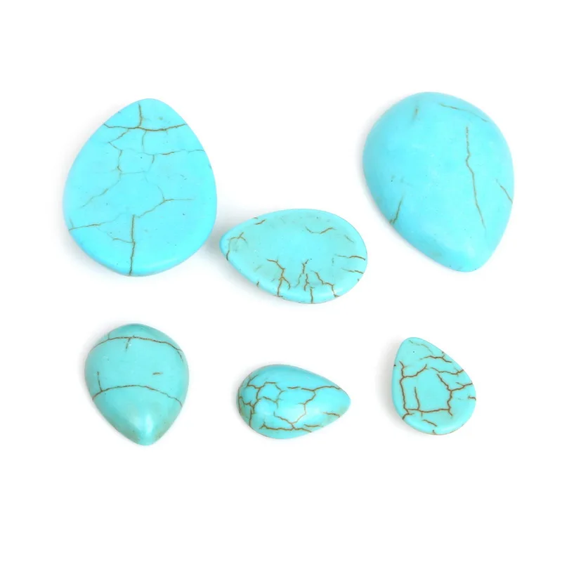 Синтетический синий цвет капли воды Половина кабошон с плоской задней