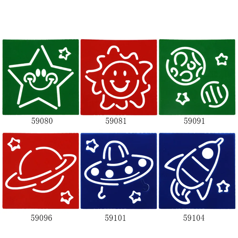 6pcs Plastic Environmental PVC Random Picture Drawing Template Stencils Rulers Painting Kids Diy Kids Toy Birthday Gift