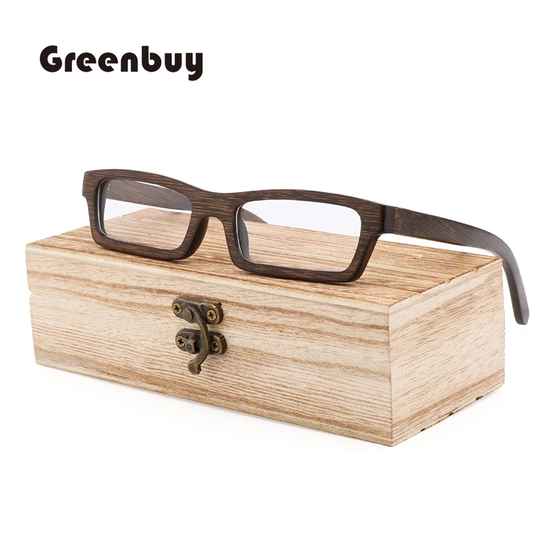 Новая зеленая бамбуковая деревянная оправа для очков квадратные плоские линзы