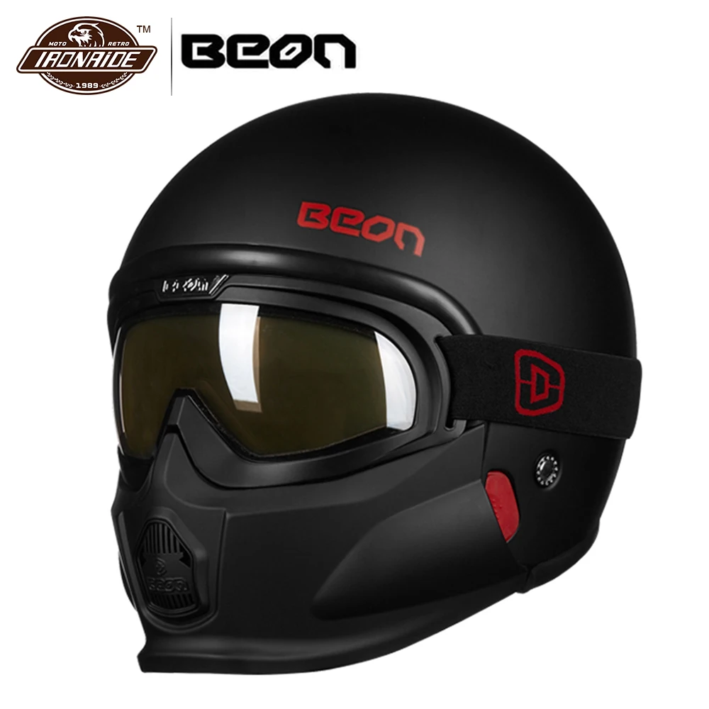 BEON Ретро винтажный мотоциклетный шлем круизер чоппер Скутер КАСКО Мото 3/4