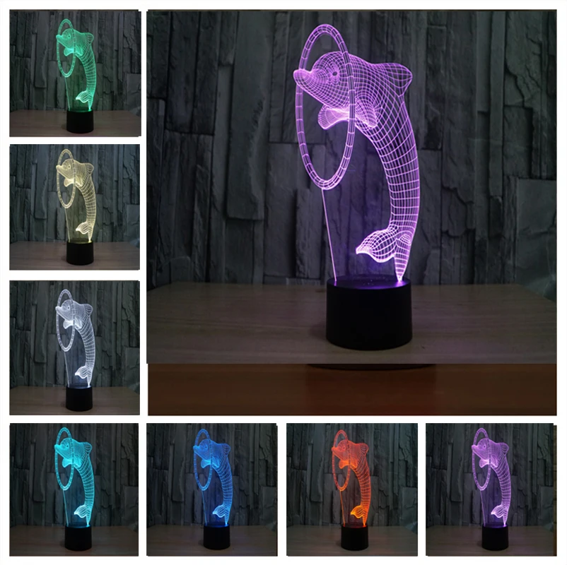 3D красочный Дельфин свет LED Touch 3 D ночные светильники градиентные визуальные